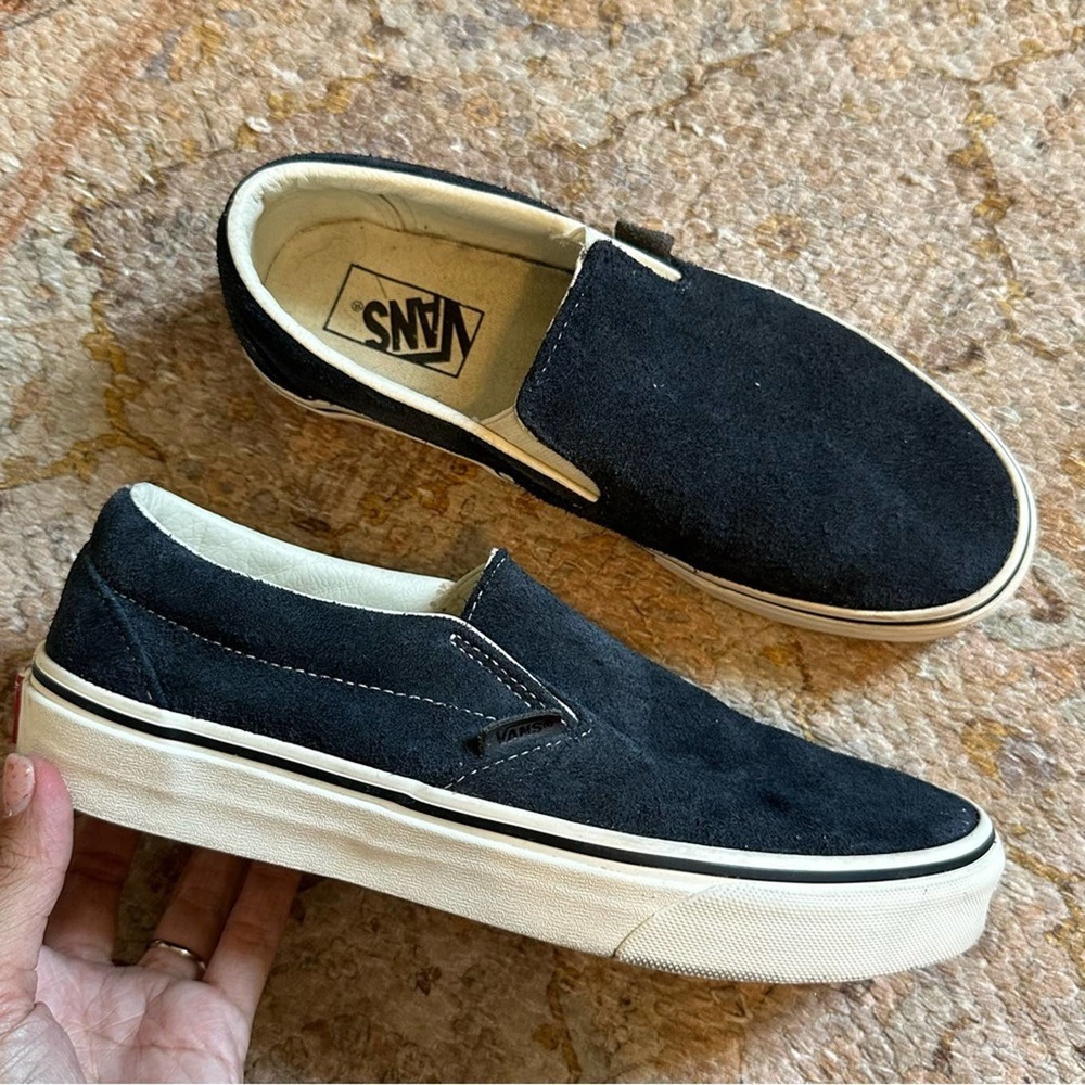 Vans Suede Slip Ons Dark Midnight Blue